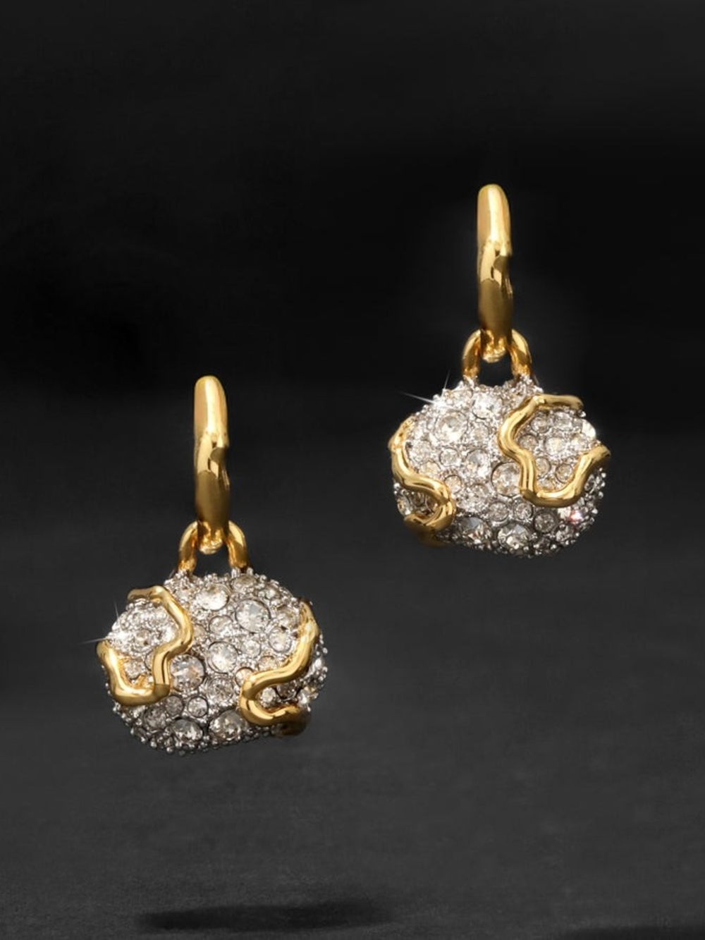 Gold and Crystal PavΓ© Drop Earrings - Elegant Women's Jewelry